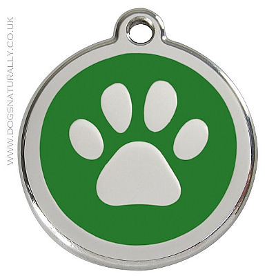 Green Paw Print Dog ID Tags (3x sizes)